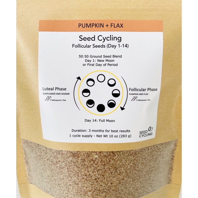 Complete Seed Cycling Kit: 1 Month Supply of Raw Organic Ground Seed Blend of Pumpkin, Flax, Sunflower, Sesame Free Wooden Scoop & Tracker image 6