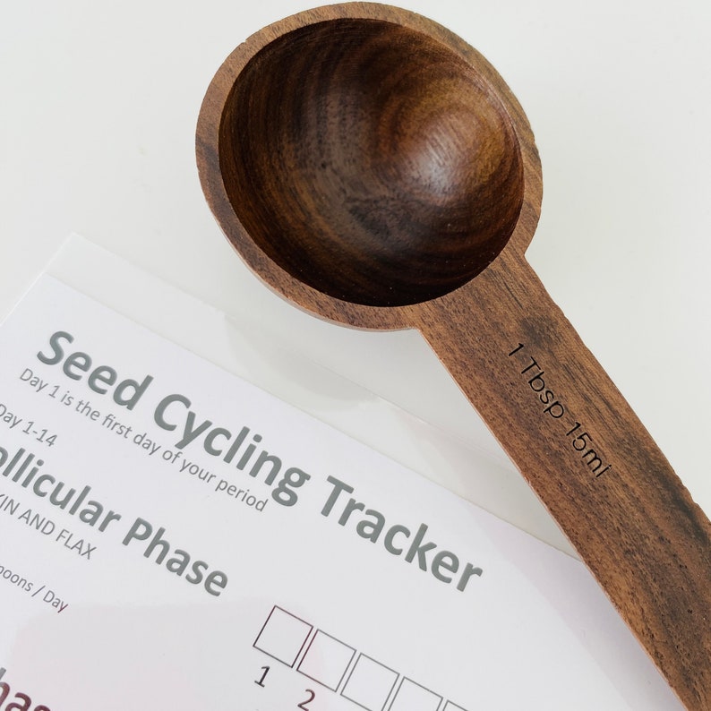 Complete Seed Cycling Kit: 1 Month Supply of Raw Organic Ground Seed Blend of Pumpkin, Flax, Sunflower, Sesame Free Wooden Scoop & Tracker image 4