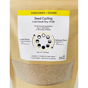 Complete Seed Cycling Kit: 1 Month Supply of Raw Organic Ground Seed Blend of Pumpkin, Flax, Sunflower, Sesame Free Wooden Scoop & Tracker image 5