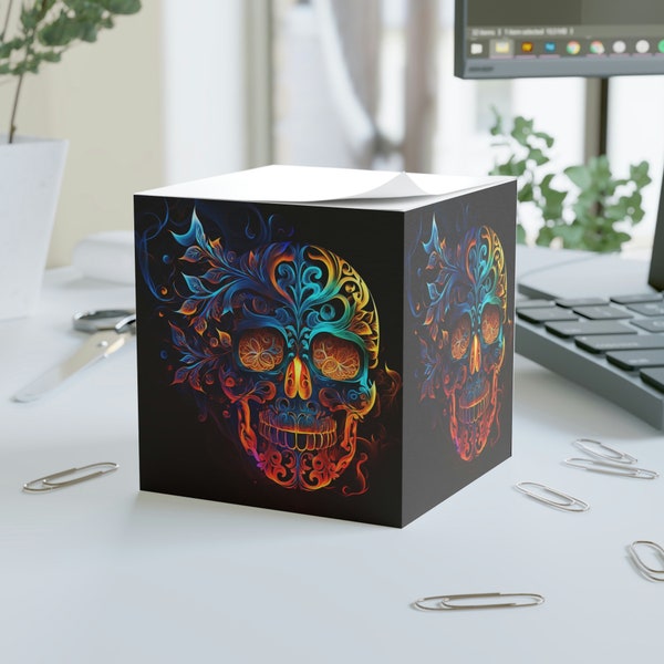 Elemental Flame Sugar Skull Note Cube