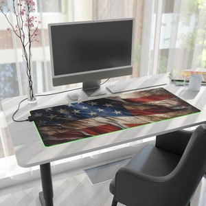 Distressed American Flag LED Gaming Mouse Pad