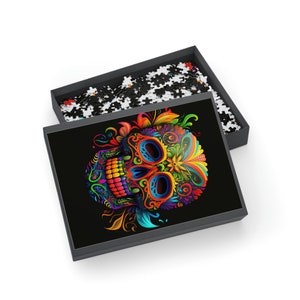 Neon Sugar Skull Puzzle (96, 252, 500, 1000-Piece)