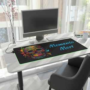 Neon Sugar Skull LED Gaming Mouse Pad