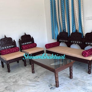 Wooden Diwan Set/ Wooden sofa set/ Indian fine carved diwan/ free delivery/ order via Etsy
