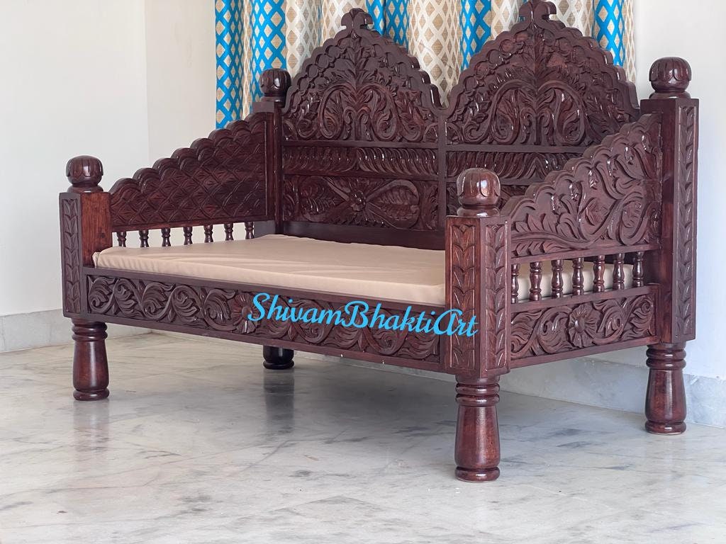 Indian Solid Rosewood Diwan/ Wooden Sofa/ Indian Fine Carved Diwan ...