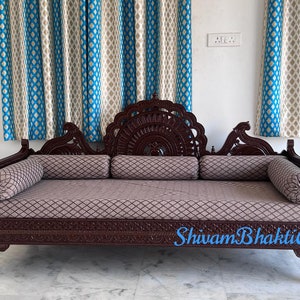 Indian Solid Teak wooden fine Carved Diwan/ Wooden sofa/ Indian fine carved diwan/ free delivery/ order via Etsy image 1