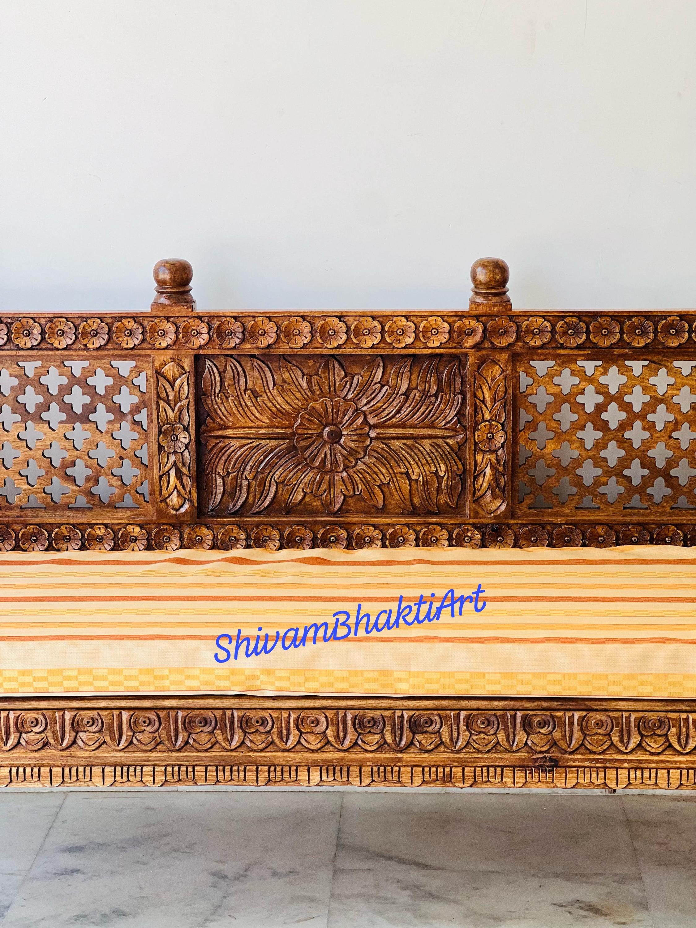 Indian Solid Wood Diwan, Fine Carved Sofa - Etsy