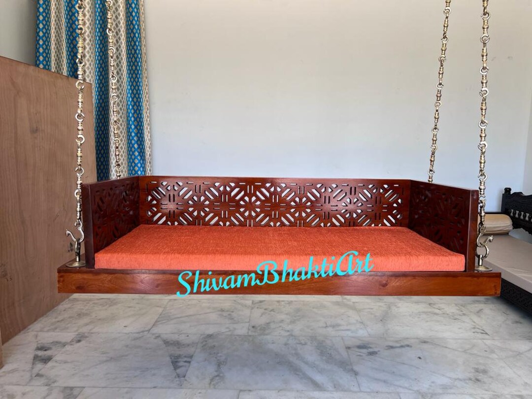 Natural Teak Wooden Swing,teak Wooden Ceiling Swing / Natural Teak