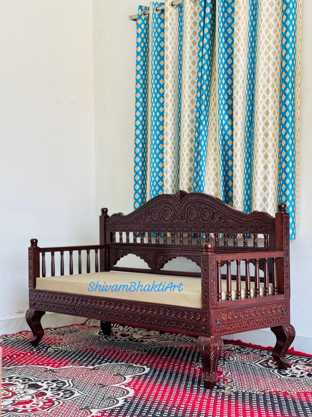 Solid Teak Wood Indian Diwan, Fine Carved Sofa (60”x24”x38” - Etsy