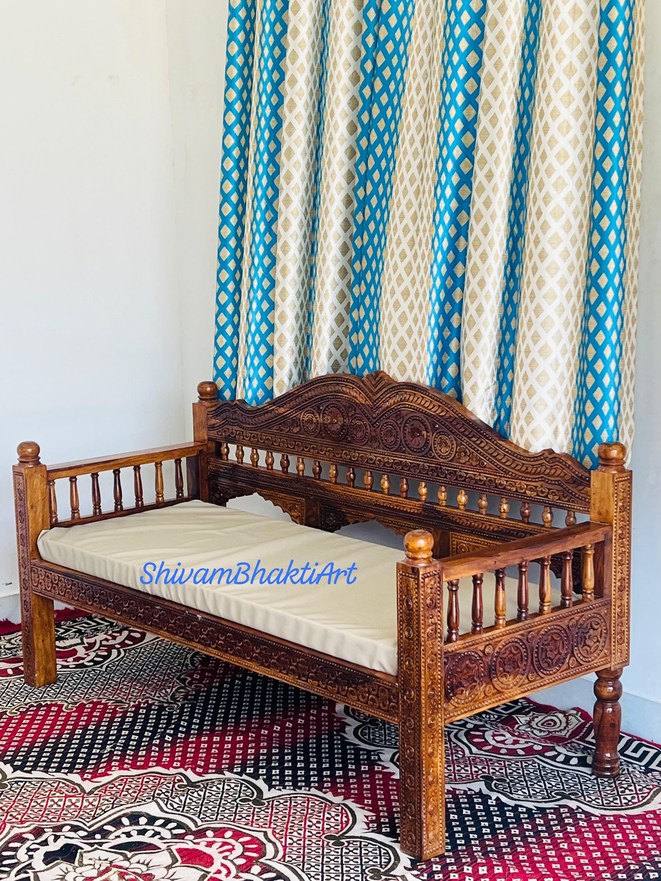 Indian Rosewood Diwan: Fine Carved Wooden Sofa - Etsy