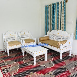 Wooden Diwan Set/ Wooden sofa set/ Indian fine carved diwan/ free delivery/ order via Etsy