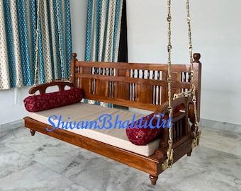 Handmade Teak wooden Chetichand style swing,Teak wooden southIndian style Ceiling Swin /  Fine carved teak wood swing