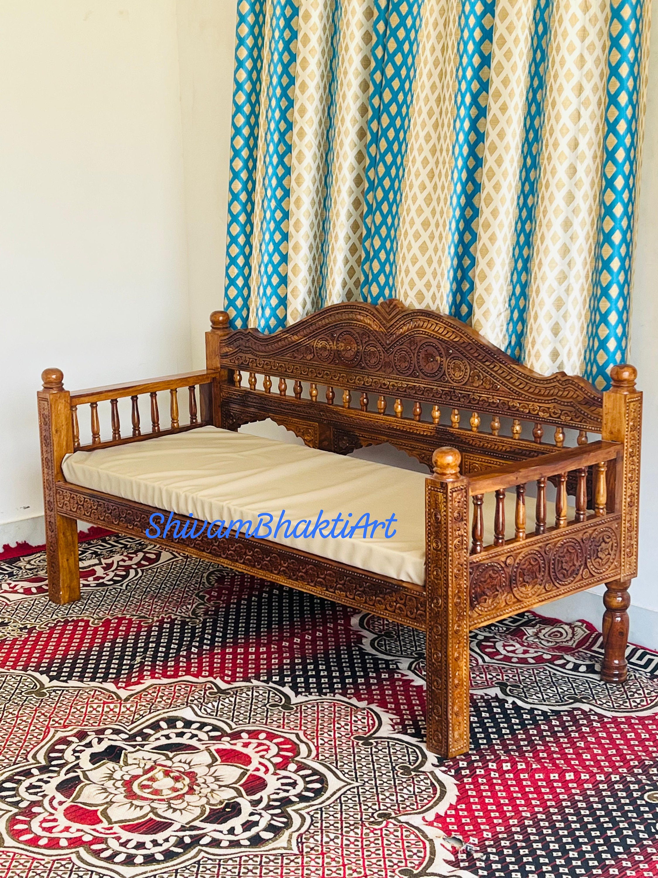 Indian Rosewood Diwan: Fine Carved Wooden Sofa - Etsy