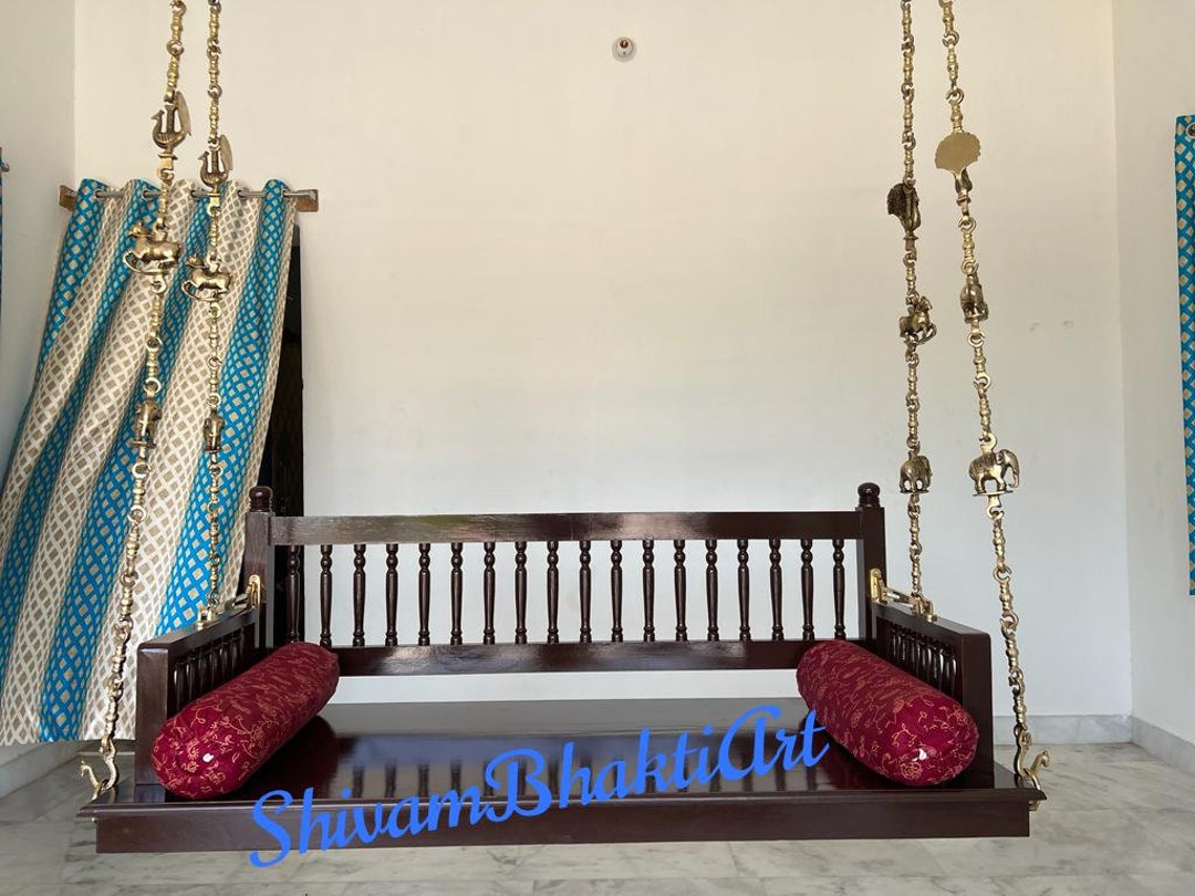 Natural Teak Wooden Swing,teak Wooden Ceiling Swing With Animal Figure