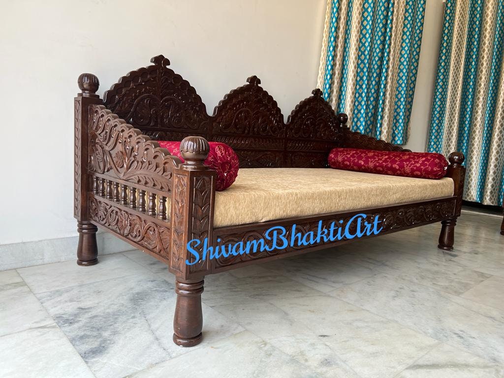 Indian Solid Teak Wooden Fine Carved Daybed / Wooden Sofa/ Indian Fine  Carved Diwan/ Free Delivery/ Order via Etsy - Etsy, image size:1024x768