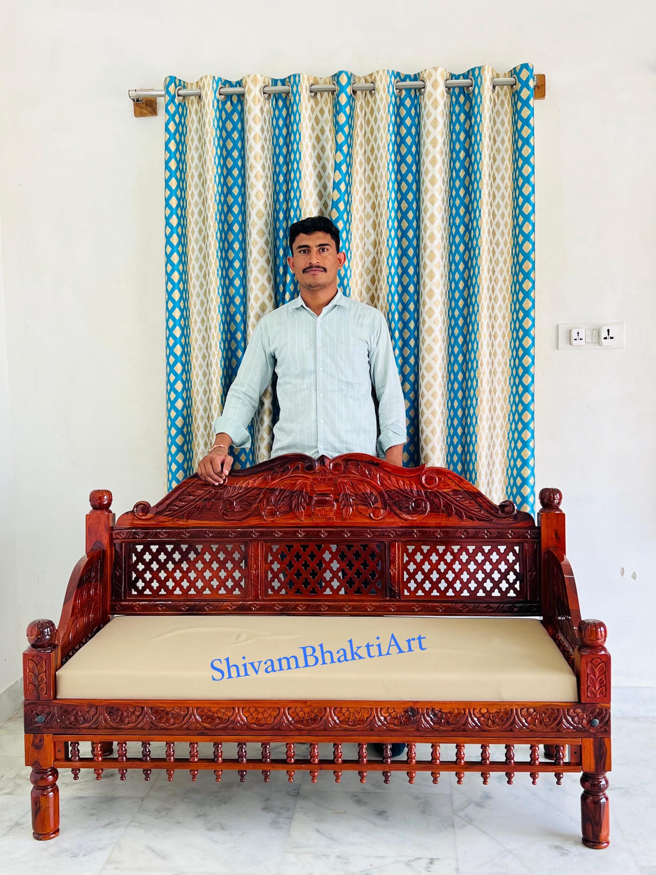 Indian Solid Rose Wood Diwan/ Wooden Sofa/ Indian Fine Carved Diwan ...