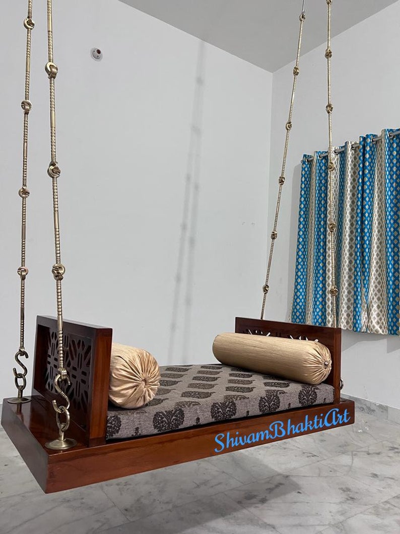 Natural Teak Wooden Swing,teak Wooden Ceiling Swing Without Back