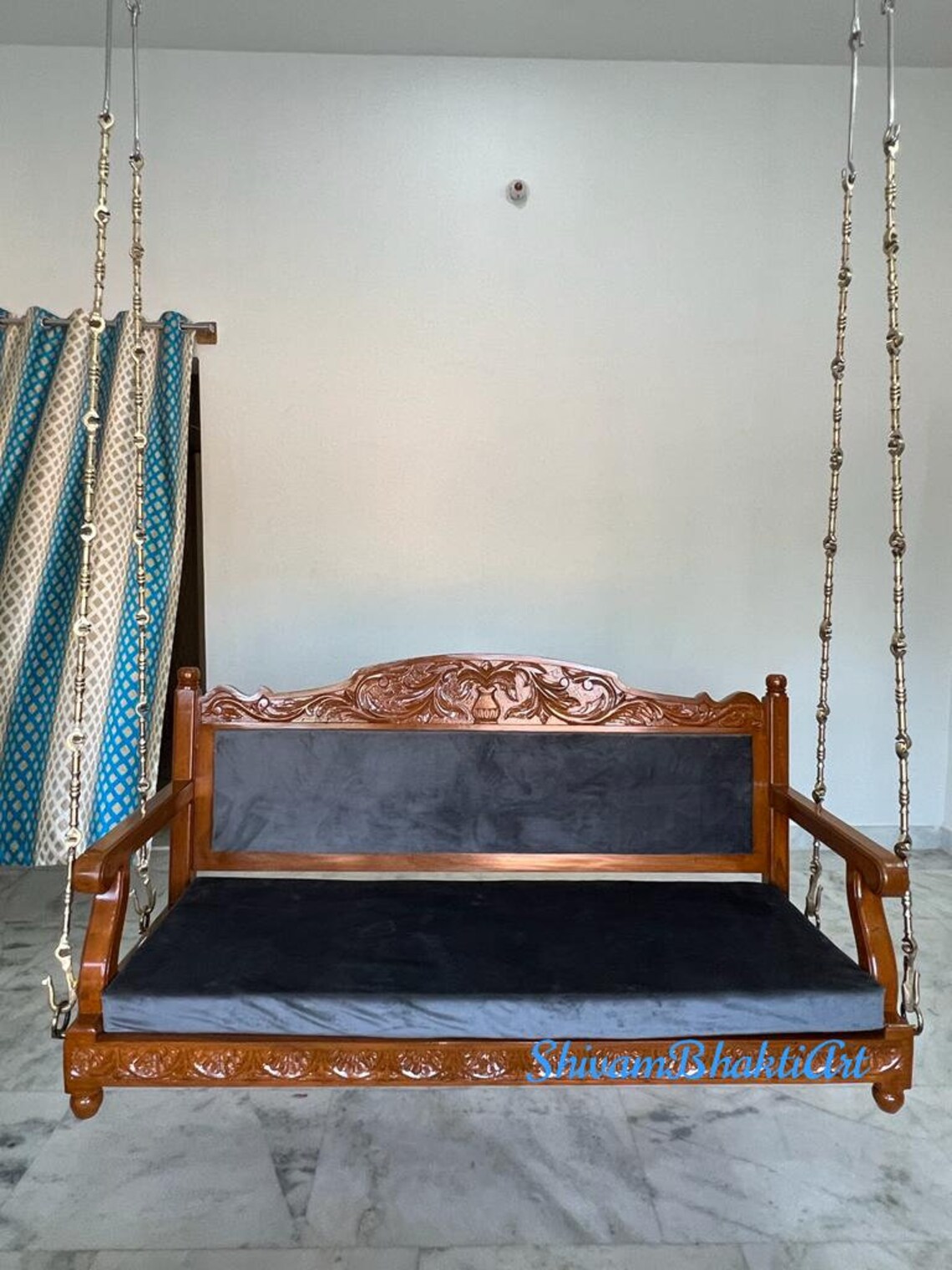 Handmade Carved Teak Wooden Swing, Ceiling or Patio - Etsy