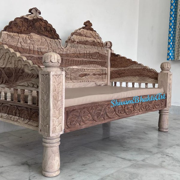 Indian Solid Rosewood Diwan/ Wooden sofa/ Indian fine carved diwan/ free delivery/ order via Etsy