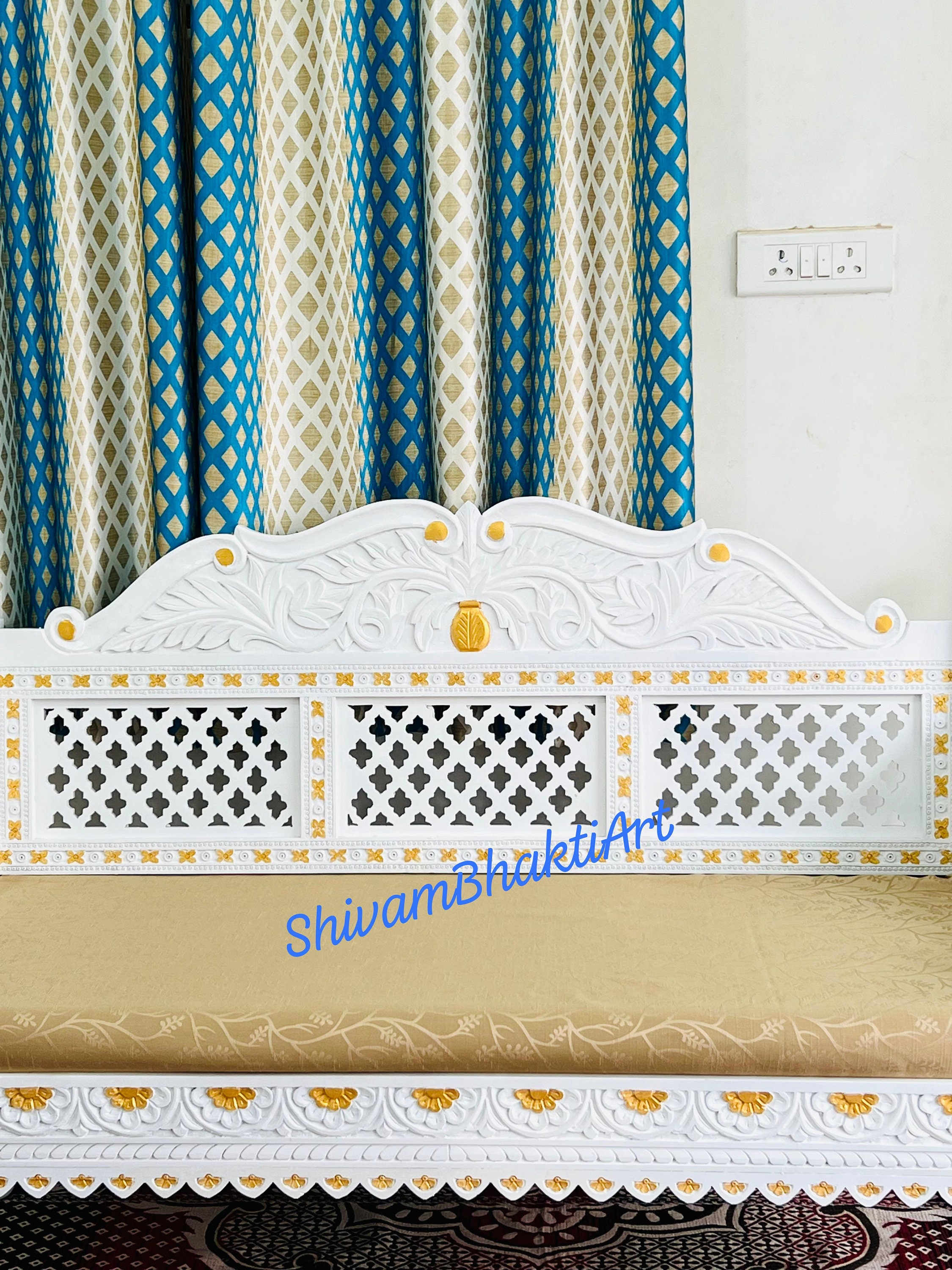 Solid Teak Wood Diwan: Indian Carved Wooden Sofa - Etsy
