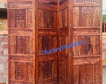 Handmade Carved Wood Jali Partition Screen