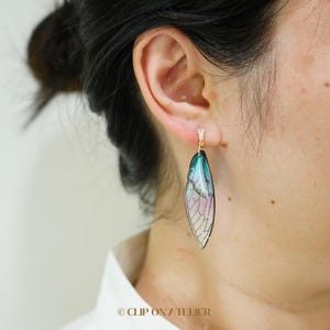 Clip On Earrings Dragonfly Butterfly Wing, Gold Fairy Boho Ear Clips, Non Pierced Ears No piercing, Dainty Jewelry Gift For Her Tropical