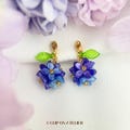 Clip On Earrings Hydrangea, Gold Drop Boho Fairy Blue Cute Floral Ear Clips, Non Pierced Ears No Piercing, Jewelry Gift For Her Flower Girl