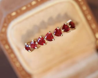 Ruby Cluster Band: 18K Rose Gold Wedding Ring, July Birthstone/Natural Untreated ruby fine jewelry gift
