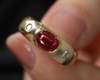 Handmade Mozambique Ruby Band: 18k Gold Wedding Ring