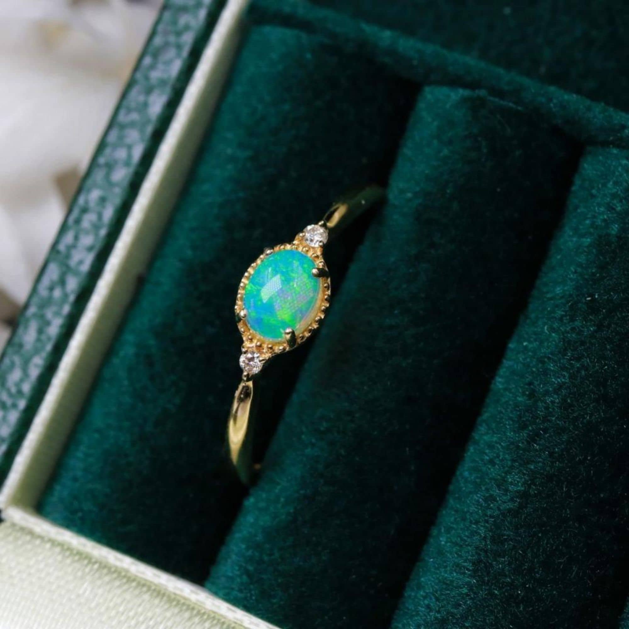 Dainty natural fire opal ring/Mexican fire opal ring/18k solid gold opal ring/Minimalist fire opal ring/rainbow opal engagement ring women