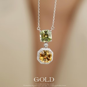 18k gold pink tourmaline necklace/multi-color tourmaline necklace/green tourmaline pendant/anniversary tourmaline/pink stone necklace women
