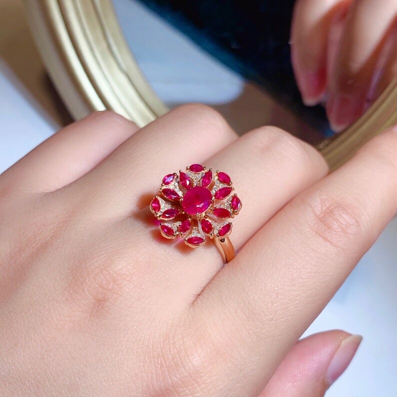 Ruby Ring, 14K Solid Gold Genuine Ruby Ring, Red Gemstone Ring for Women, July Birthstone Ring, Dainty Ruby Ring, Ruby Jewelry, Real Gold image 2