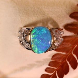 Unique Natural black opal ring/Australian opal ring/18k rose gold opal ring/Art Deco opal ring/Handmade opal engagement ring/Opal jewelry
