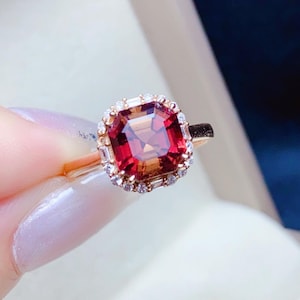 18k rose gold natural pink tourmaline engagement ring/Gold and diamond pink tourmaline ring/Unique high end red tourmaline ring/unique pink