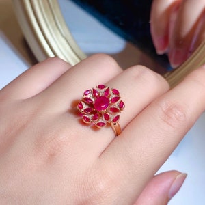Ruby Ring, 14K Solid Gold Genuine Ruby Ring, Red Gemstone Ring for Women, July Birthstone Ring, Dainty Ruby Ring, Ruby Jewelry, Real Gold image 6