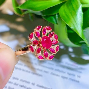 Ruby Ring, 14K Solid Gold Genuine Ruby Ring, Red Gemstone Ring for Women, July Birthstone Ring, Dainty Ruby Ring, Ruby Jewelry, Real Gold image 5