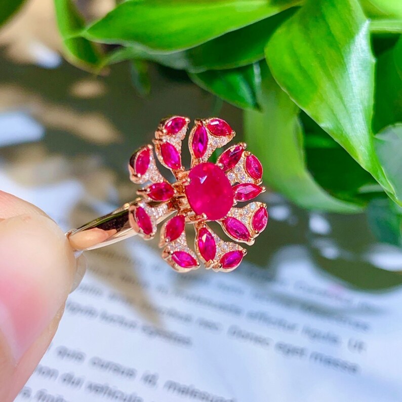 Ruby Ring, 14K Solid Gold Genuine Ruby Ring, Red Gemstone Ring for Women, July Birthstone Ring, Dainty Ruby Ring, Ruby Jewelry, Real Gold image 5