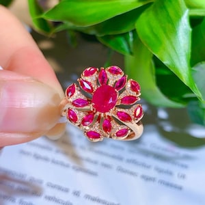 Ruby Ring, 14K Solid Gold Genuine Ruby Ring, Red Gemstone Ring for Women, July Birthstone Ring, Dainty Ruby Ring, Ruby Jewelry, Real Gold image 1