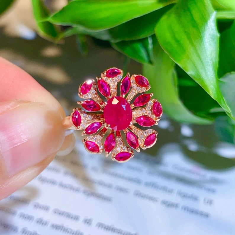 Ruby Ring, 14K Solid Gold Genuine Ruby Ring, Red Gemstone Ring for Women, July Birthstone Ring, Dainty Ruby Ring, Ruby Jewelry, Real Gold image 8
