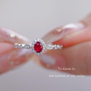 Minimalist Ruby Ring, 18K white Gold Genuine Ruby Ring, Red Gemstone Ring for Women, July Birthstone Ring, unique Ruby Ring, Ruby Jewelry