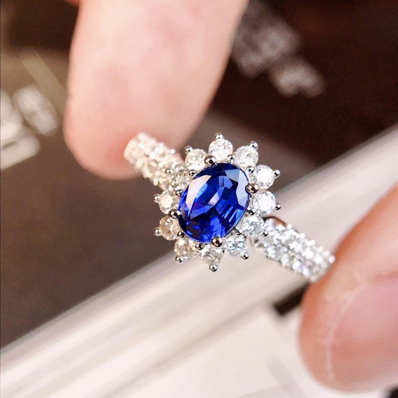 18k Gold Natural Royal Blue Sapphire Engagement Ring/zambia 18k Gold Natural Royal Blue Sapphire Engagement Ring/zambia
