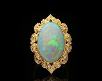 Unique Natural blue opal ring/Australian opal ring/18k gold Natura-Inspired opal ring/Art Deco opal ring/Handmade twig opal engagement ring