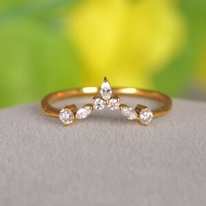 18k solid gold curvy diamond Wedding band-Stackable wedding band-Half eternity diamonds band-Art Deco Stacking matching bridal ring/Birthday