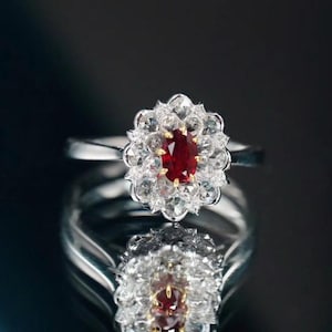 Real Ruby Diamond Ring, 18K Solid Gold Genuine Ruby Ring, Red Gemstone Ring for Women, July Birthstone Ring, unique Ruby Ring, Ruby Jewelry
