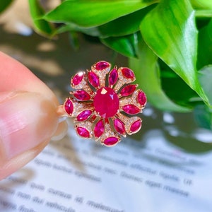 Ruby Ring, 14K Solid Gold Genuine Ruby Ring, Red Gemstone Ring for Women, July Birthstone Ring, Dainty Ruby Ring, Ruby Jewelry, Real Gold image 4