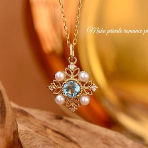18k solid gold Swiss blue topaz pendant/Victoria dainty topaz birthstone jewelry/Oval topaz necklace/Handmade mother's day gift anniversary