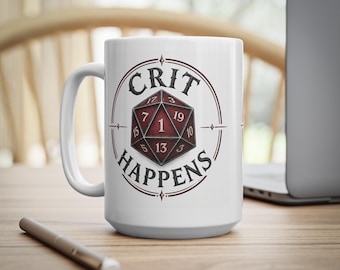 Crit Happens D20 Mug Ceramic Coffee Cup