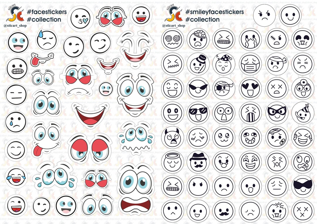 Stickers / Smiley Face Stickers / Cartoon Face Stickers / Die Etsy