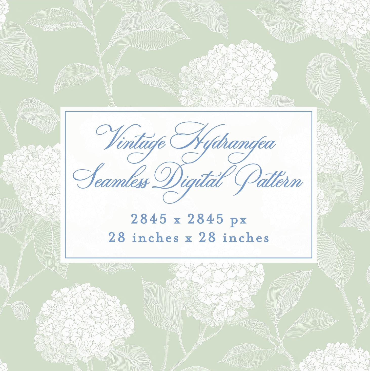 Light Green Hydrangea Seamless Digital Paper: Floral Texture