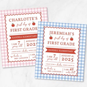 Editable Back to School Sign, First Day of School Sign, Instant Digital Download, Printable Reusable Personalized Sign Template